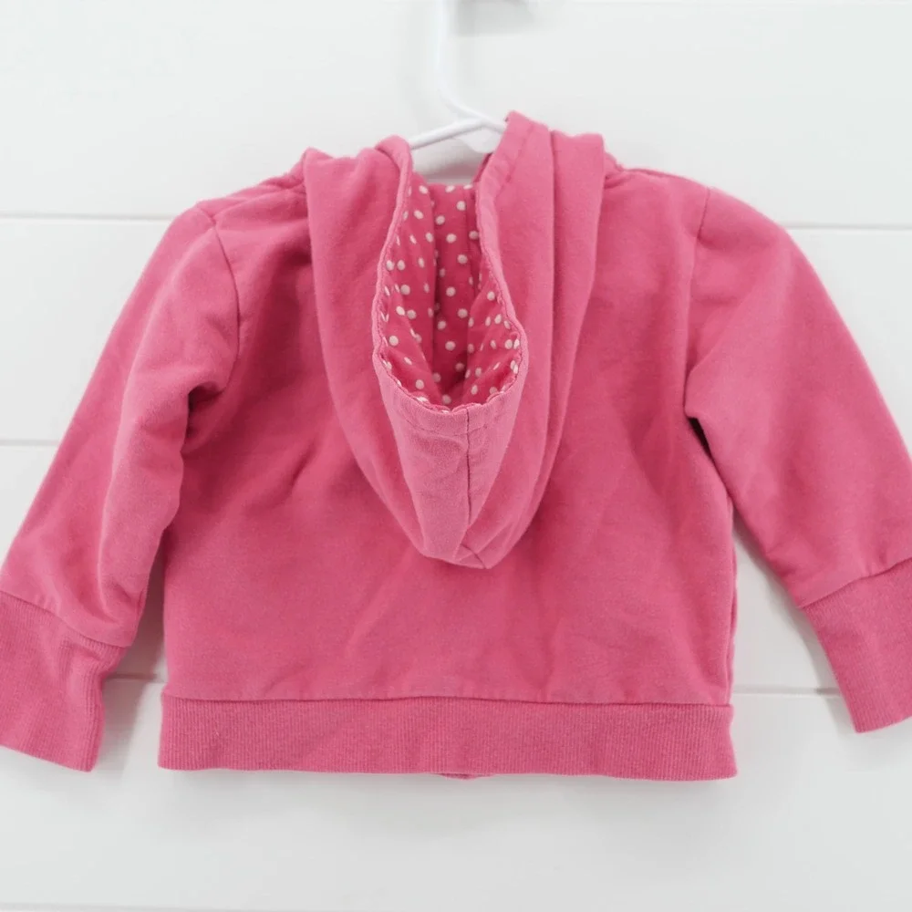 OshKosh Bgosh Baby Girls Pink Full Zip Hoodie Sweatshirt Logo Embroidered 12M